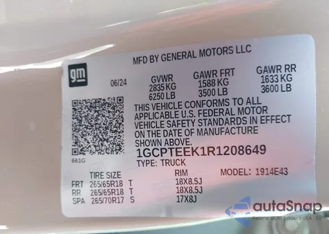 2024 Chevrolet Colorado 4Wd Trail Boss from USA, damaged, VIN 1GCPTEEK1R1208649